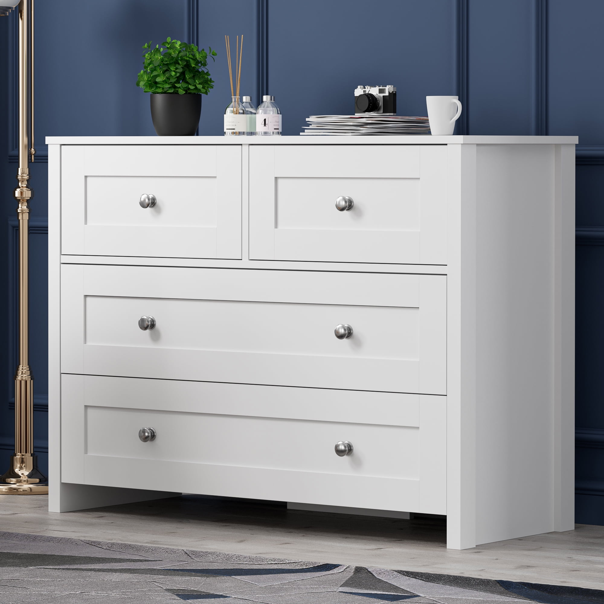 SunsGrove 4 Drawer Dresser, Modern Chest of Drawers, with Wood Storage ...