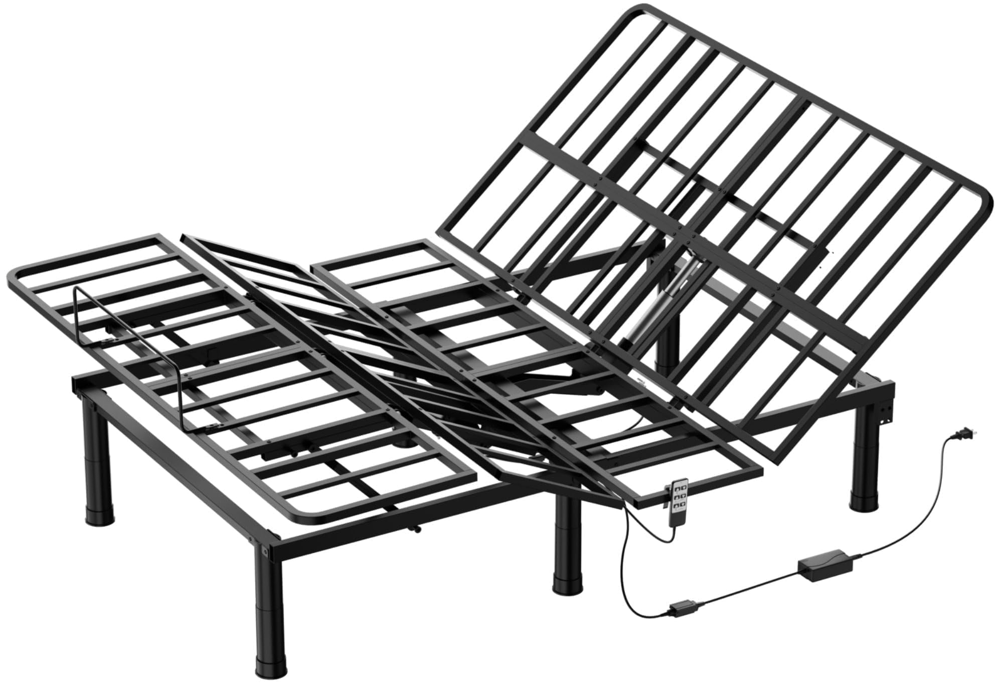 SunsGrove Cal King Electric Adjustable Bed Frame - Wired Remote, Independent Head & Foot Incline, 2-Height Legs, Easy Assembly