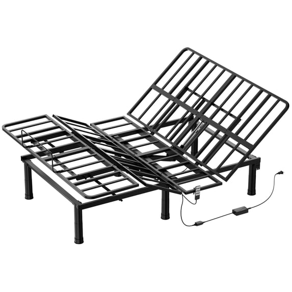 SunsGrove Cal King Electric Adjustable Bed Frame - Wired Remote, Independent Head & Foot Incline, 2-Height Legs, Easy Assembly