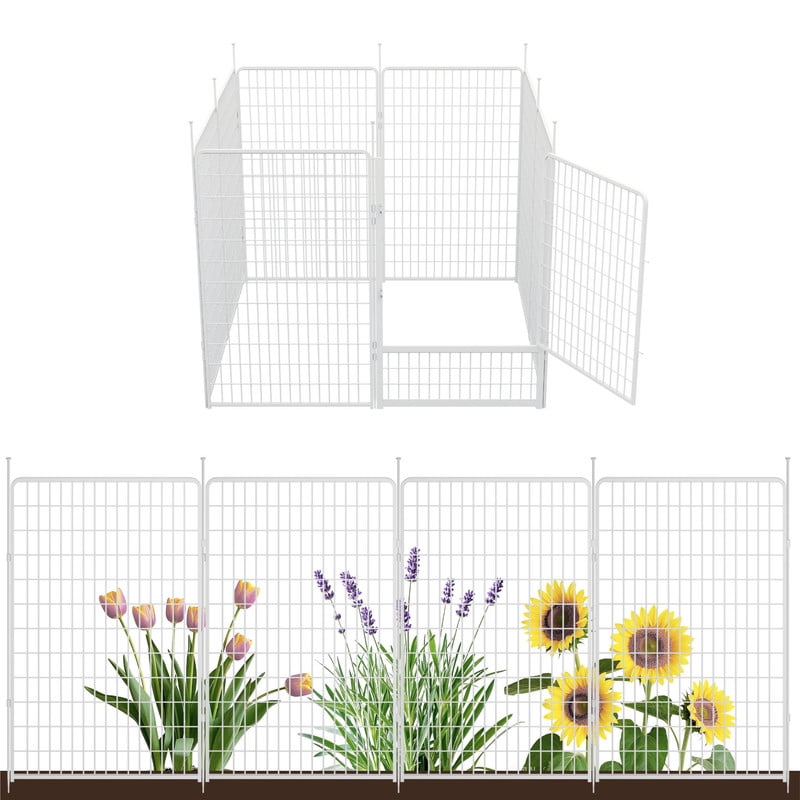 Metal Rabbit Fencing SunsGrove Decorative Garden Fence with Gate 50 in(H) x 20.5 ft(L) 8 ...