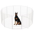 thumbnail image 1 of SunsGrove Dog Playpen with Wider Door, 50 inch 4 Panels Non Slip Play Dog Pen for Free and Safe, Heavy Duty Anti-Rust Pet Pen for Indoor, Courtyard, RV Camping for Large Dogs, White, 1 of 9