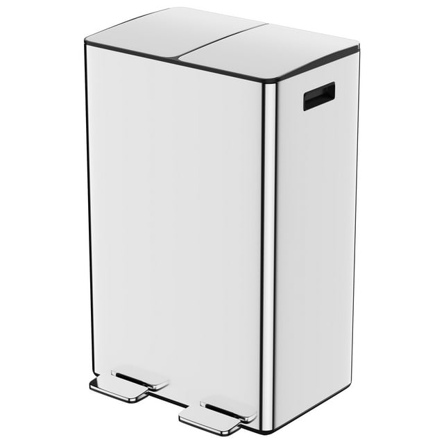 SunsGrove 16 Gallon Stainless Steel Trash Can, 60L Dual Garbage Bin