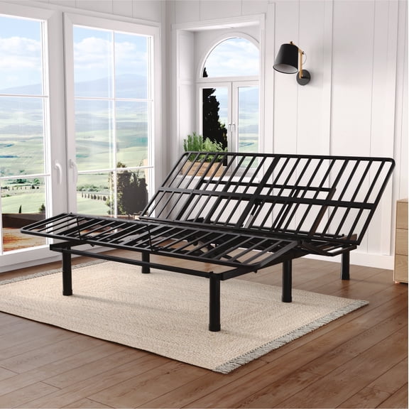 SunsGrove King Size Adjustable Bed Frame with Wired Remote, Independent Head and Foot Incline, Electric Bed Frame Base, Adjustable Leg Heights and Easy Assembly