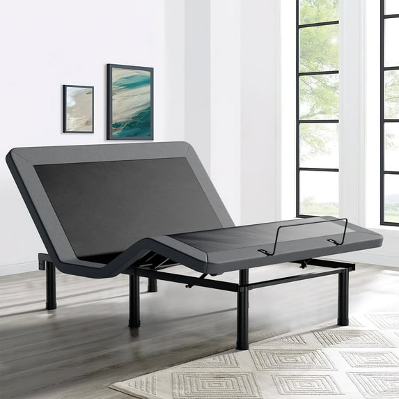 SunsGrove Motorized Upholstered Adjustable Bed Base with Wireless Remote, Head and Foot Incline, Memory Pre-Sets, Anti-Snore, Zero Gravity, Adjustable Leg Heights Bed Frame, Queen Size Bed Frame