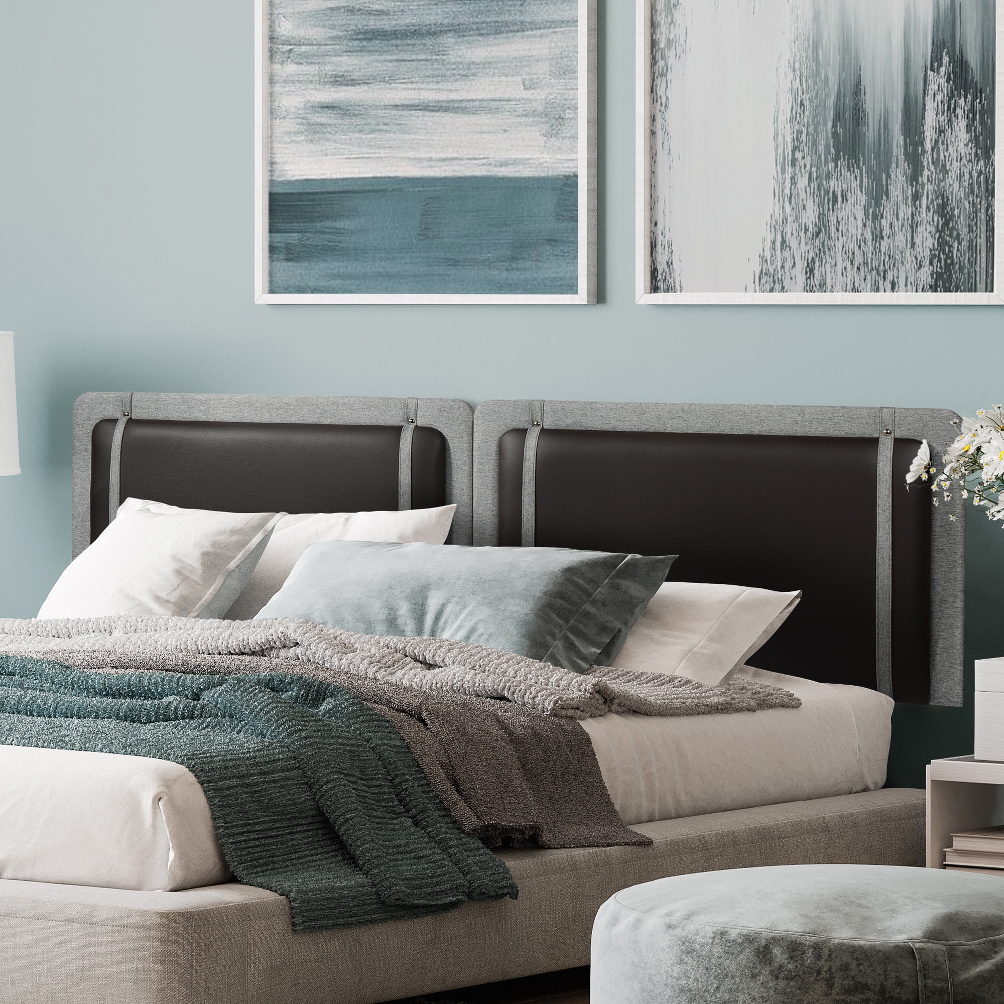 SunsGrove Wall Mount Faux Leather Headboard for King Size Bed, Organic