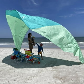 Beach Sun Shade Canopy UV50+, Beach Tent Pop Up Shade with Portable Bag,  Ground Pegs, Stability Poles, 6×9FT Beach Shade Canopy Wind Sail Waterproof