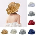 thumbnail image 1 of Sunsanly Big Brim Hat Organza Hats Summer Beach Cap Hats for Women Church Hats for Women Organza Victorian Hat Fancy Tea Party Hats Wedding Fascinator-White, 1 of 8