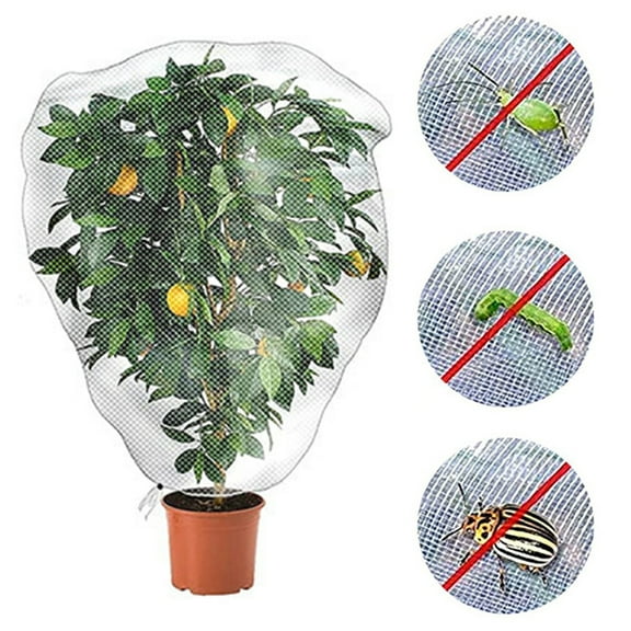 Sunsanly Plant Cover Bags, Reusable Thicken Encrypted Garden Netting Mesh with Drawstring, Fruit Tree Plant Protect Netting, Plant Cover for Pest, Insect Bird Barrier Netting