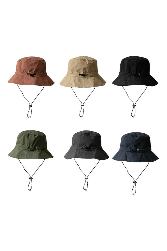 Waterproof Bucket Rain Hat with Chin Strap Quick Dry Packable Boonie Sun Hat Safari Hat UV Protection-Black