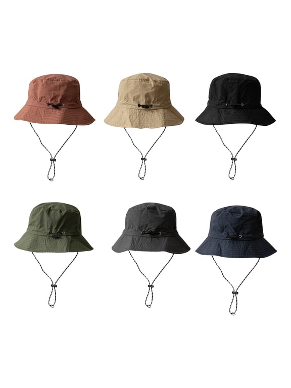 Waterproof Bucket Rain Hat with Chin Strap Quick Dry Packable Boonie Sun Hat Safari Hat UV Protection-Grey