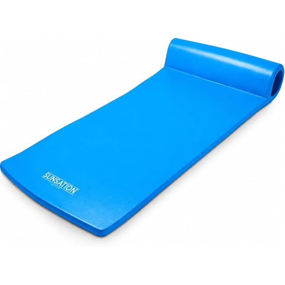 Sunsation 1.75" Thick Foam Pool Float Lounger w/ Headrest for Lounging & Sunbathing in Swimming Pools, Beaches & Lakes, 70" x 26"