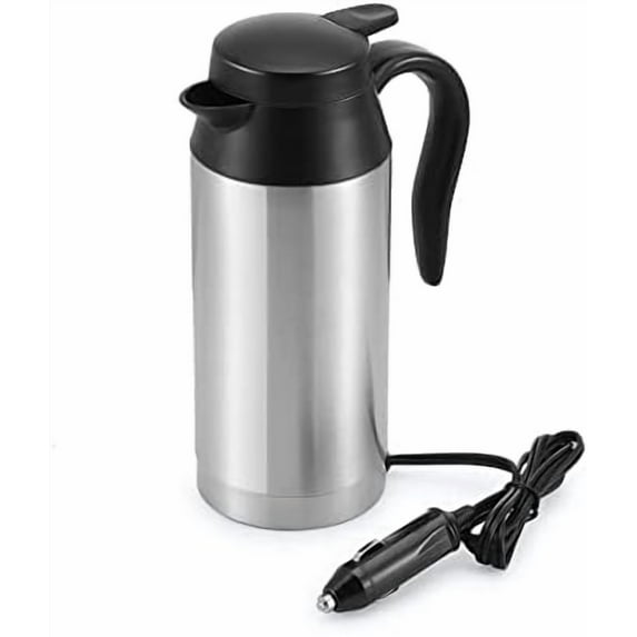 Sunsbell Portable Electric Car Kettle 650ml – 12V, Silver – Home Decor, Kitchen, & Other