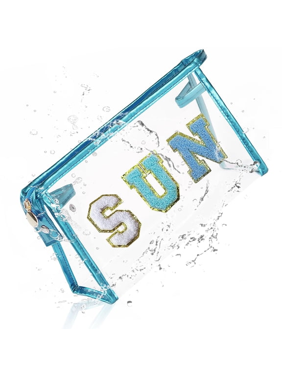 Sunscreen Bag Clear Makeup Toiletry Pouch Beach Vacation Essentials for Women Teen Girls Trip Gifts Summer Pool Travel Must Have Accessories Waterproof Stuff