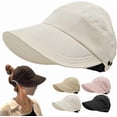 thumbnail image 1 of Sunscreen Baseball Hat, UV Protection Hiking Fishing Hats Wide Brim Cap Adjustable Ponytail Cap for Golf Beach, Beige, 1 of 9