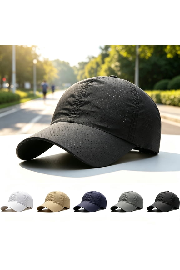 Sunscreen Breathable Baseball Cap – Quick-Dry Running Hat with Airflow Holes, Curved Brim & Adjustable Fit for Golf Travel Daily Wear