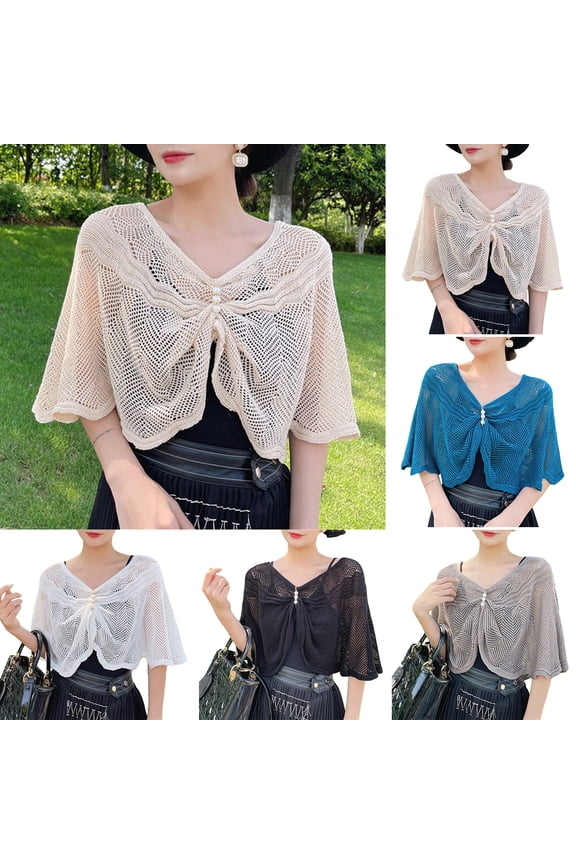 Sunscreen Cardigan Solid Color Half Sleeves Super Thin Shawl Coat Sun Protection Breathable Mesh Sundress Cover Tops Casual Wear Women Clothes