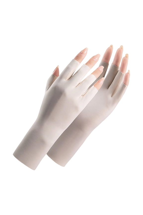 Sunscreen Fingerless Gloves Dry Ice Silk Heat Resistance For Hiking Travel 7 Colors