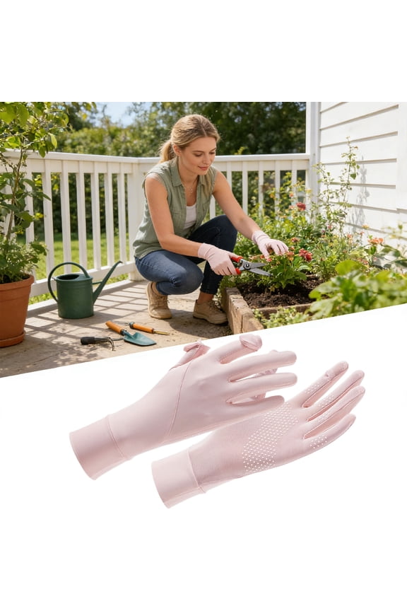 Sunscreen Gloves, Summer Breathable Thin Ice Silk UV Protection Gloves, Non Slip Touch Screen Design, One Size Fit for Outdoor Driving Hiking Walking