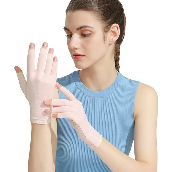 Sunscreen Gloves - Sunblock Gloves Women,Breathable Fingerless Sunblock Gloves For Women With Hyaluronic Acid High Elasticity Skin-friendly