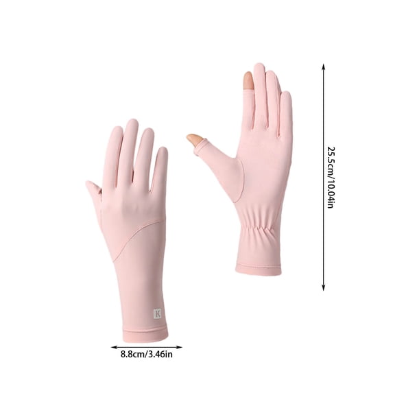 Sunscreen Gloves for Summer Women's Ice Silk Outdoor Cycling Thin Breathable Gloves, with Finger Leakage Sensing Panel