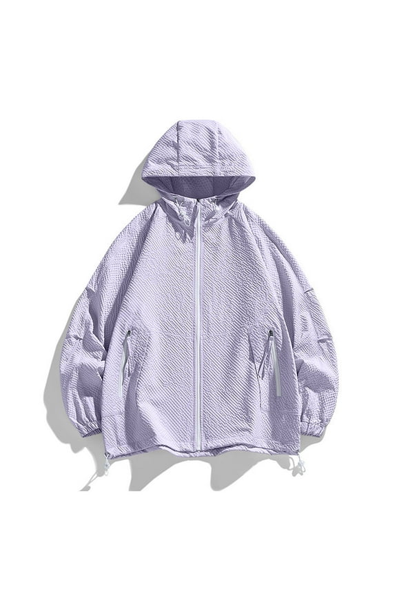 Sunscreen Men's Summer Ice Silk Thin Breathable Coat New Anti Outdoor Fishing Men's Sun Protective Clothing Jacket for Men Fashion Purple XXL