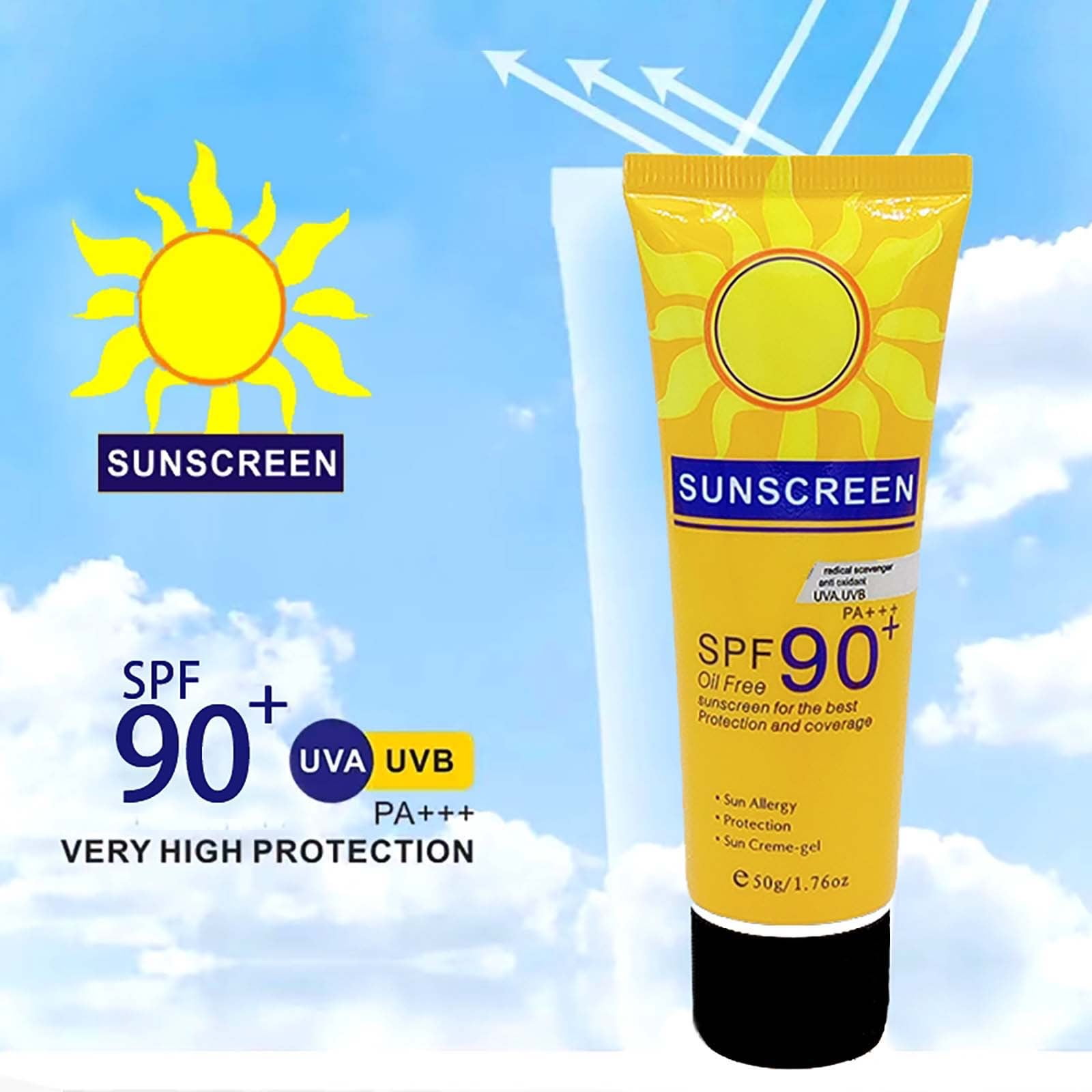 Sunscreen Spf90+Uva Uvb Pa+++High Protection,Oil Free Sunscreen for The Best Protection and