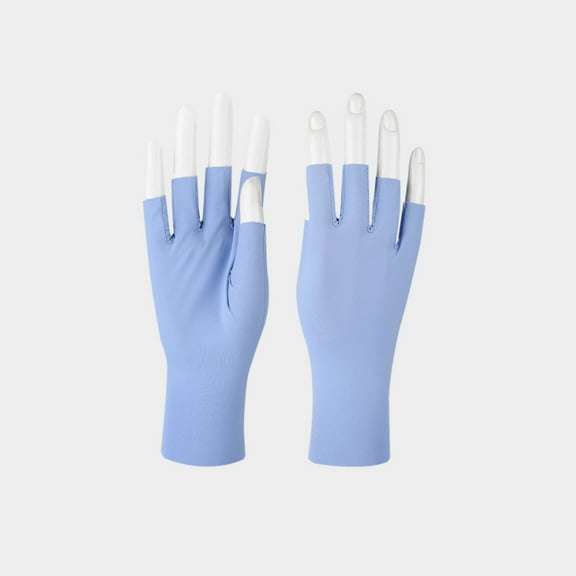 Sunscreen gloves for women in summer, thin and breathable, half finger cycling and driving, ice silk nail art gloves