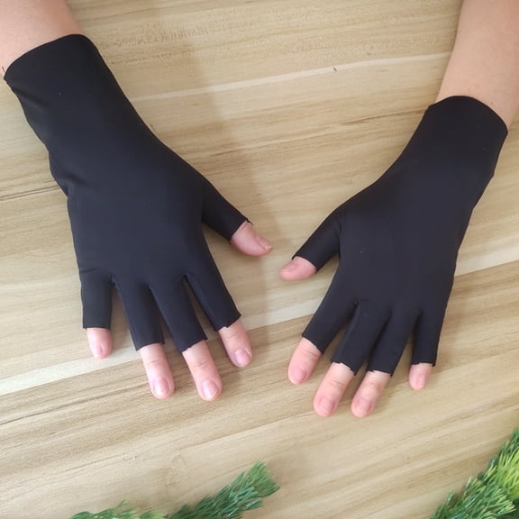 Sunscreen gloves for women in summer, thin and breathable, half finger cycling and driving, ice silk nail art gloves
