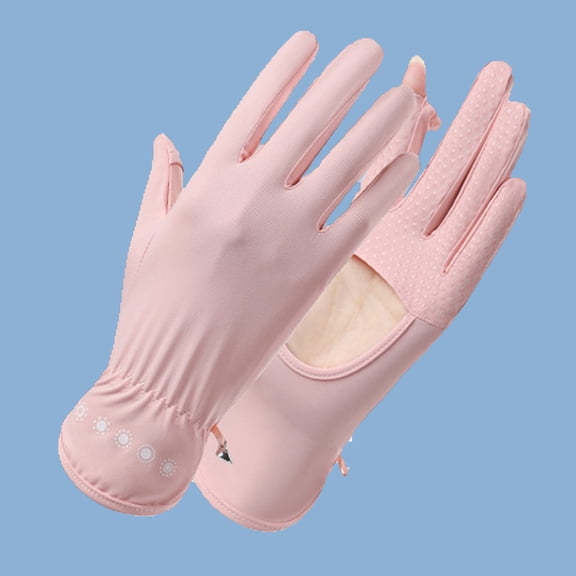 Sunscreen gloves for women, summer nylon ice silk, outdoor cycling, driving, sun shading, breathable, exposed fingers, touch screen, solid color