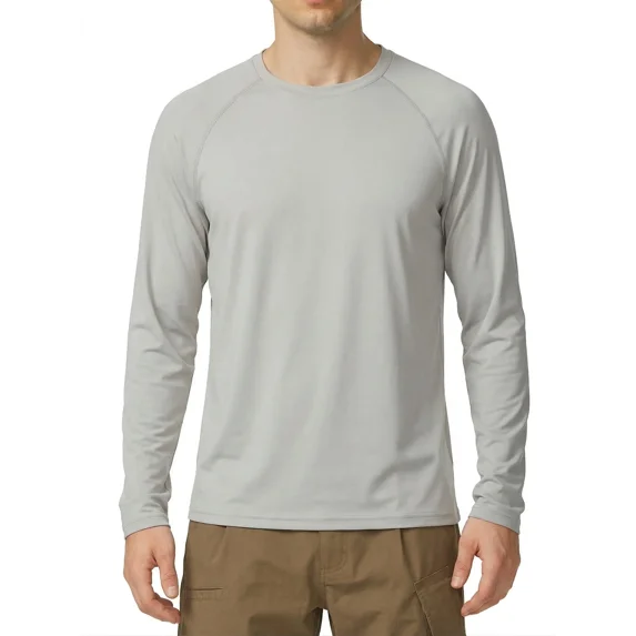 Qualidyne Men's UPF 50+ Long Sleeve Rash Guard UV Sun Shirt for Hiking Running Fishing