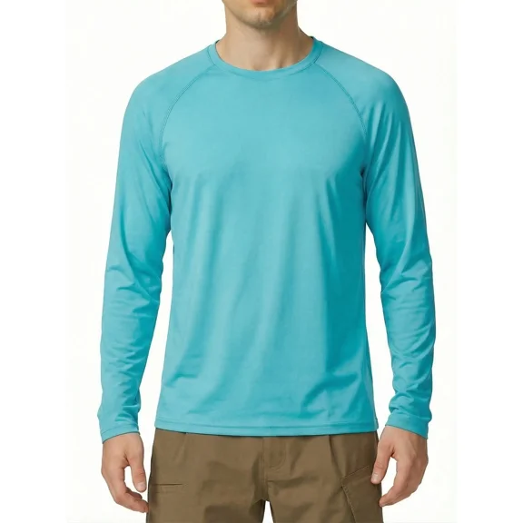 Qualidyne Men's UPF 50+ Long Sleeve Rash Guard UV Sun Shirt for Hiking Running Fishing