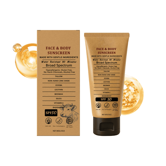Sunscren Non Greasy Organic Natural Sol Beef Tallow