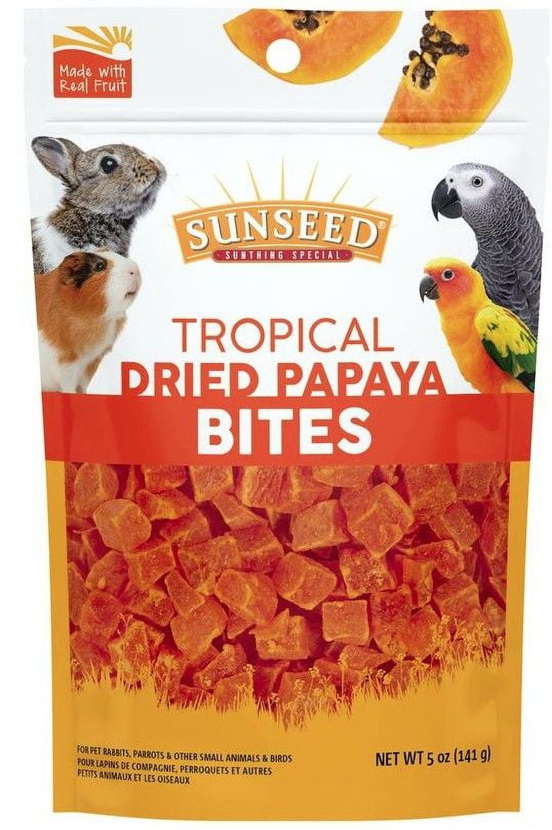 Sunseed Tropical Dried Papaya Bites for Birds and Small Animals [Small Pet, Small Pet Treats] 5 oz