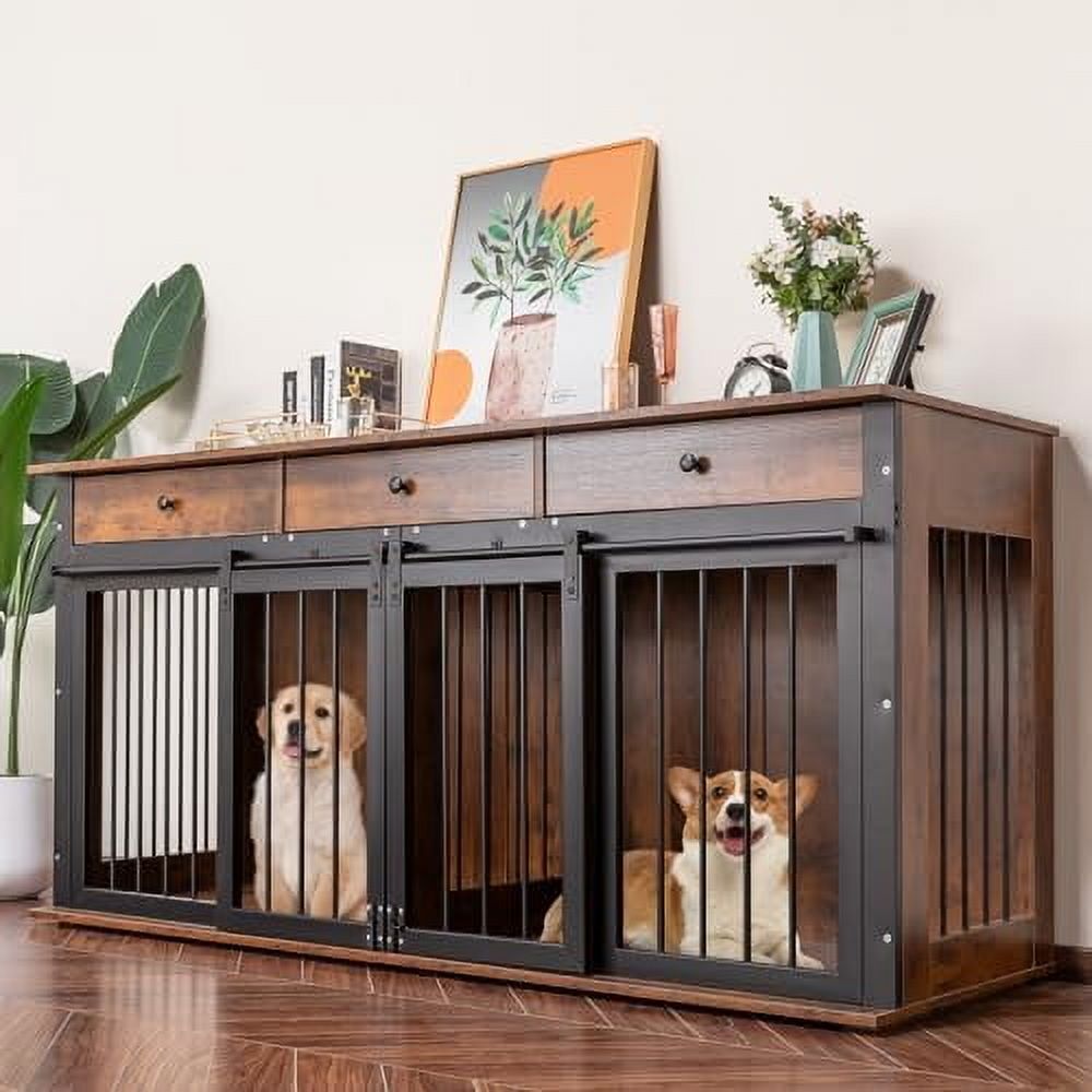 Sunseen Dog Crate Furniture Large Breed Wooden Dog Kennel with Room ...
