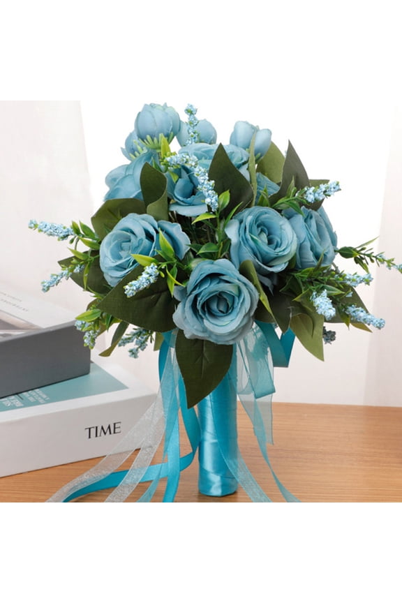 Wedding Bouquet Artificial Rose Wedding Flowers Bridal Bouquets with Silk Ribbon
