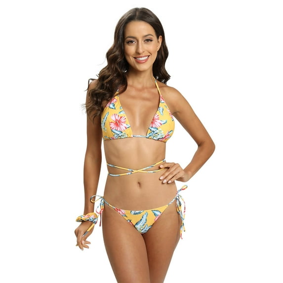Sunsent Women's Bikini Swimsuit Cross Lace Up Two Piece Bathing Suit
