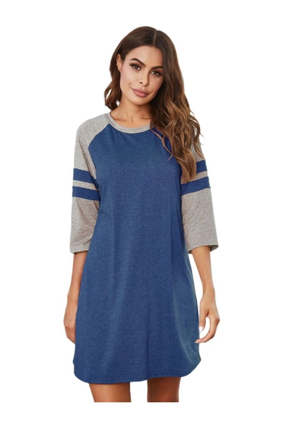 Women's Nightgown Cotton 3/4 Sleeve Sleepshirts Round Neck Above Knee-Length Nightshirt Loungewear Loose Comfy Pajama Sleepwear S-XXL