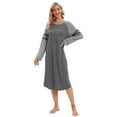 thumbnail image 1 of Sunsent Women's Nightgown Cotton Long Sleeve Sleepshirts Round Neck Mid-Length Nightshirt Loungewear Loose Comfy Pajama Sleepwear S-XXL, 1 of 10