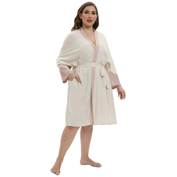 Sunsent Women's Plus Size Kimono Robes Soft Lightweight Bathrobes Sleepwear V-Neck Ladies Loungewear XL-4XL