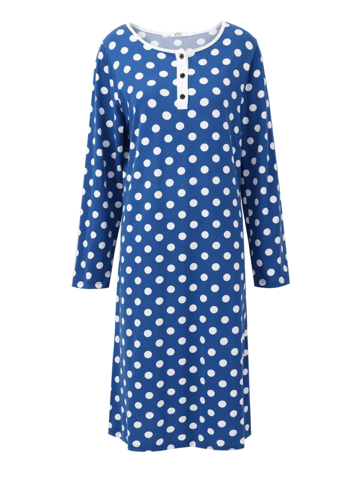 Sunsent Women's Soft Comfy Nightgown Long Sleeve Sleepwear Retro Polka Dot  Nightshirt Henley Neck Button Down Nightdress, S-XXL - Walmart.com