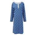 thumbnail image 1 of Sunsent Women's Soft Comfy Nightgown Long Sleeve Sleepwear Retro Polka Dot Nightshirt Henley Neck Button Down Nightdress, S-XXL, 1 of 9