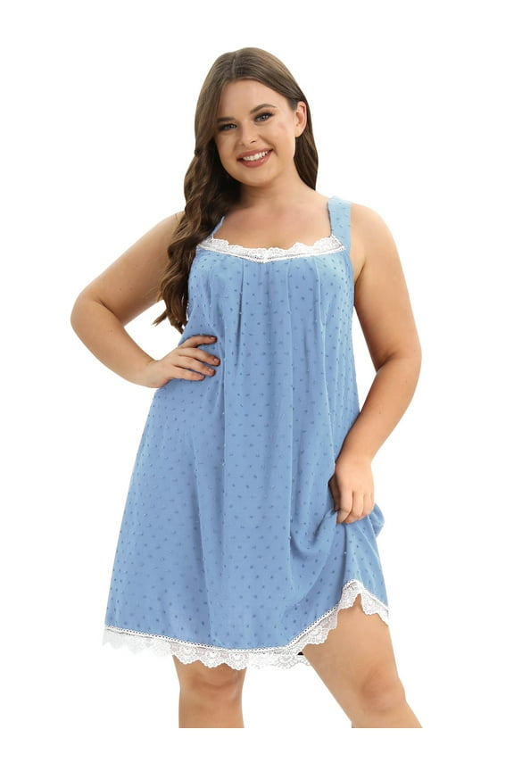 Womens Sleeveless Nightgowns Plus Size Night Dress Nightgown Comfy Sleepwear Dress Lightweight Night Gown XL-4XL