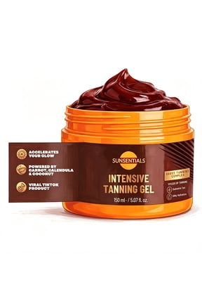 Intensive Tanning Gel, Carrot Coconut Calendula Tanning Accelerator, Non-Greasy Sun Tanning Lotion for Outdoor & Tanning Beds, 150ml