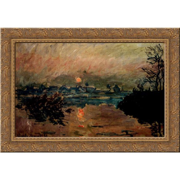Sunset 24x20 Gold Ornate Wood Framed Canvas Art by Monet, Claude