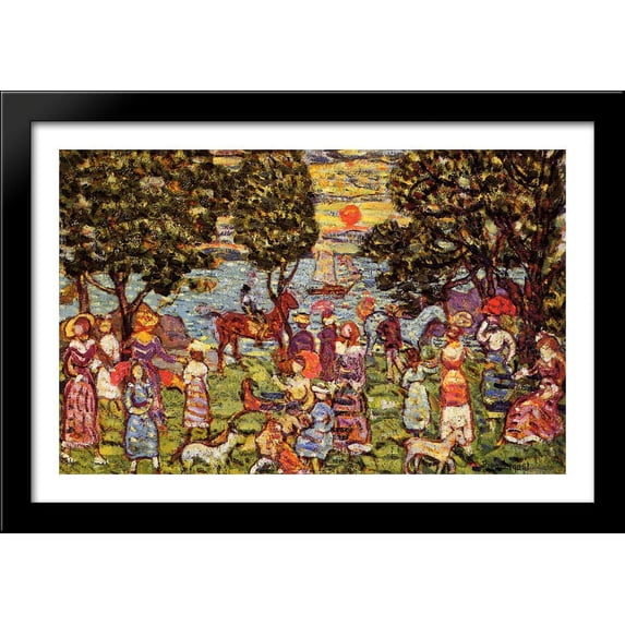 Sunset 40x28 Large Black Wood Framed Print Art by Maurice Prendergast