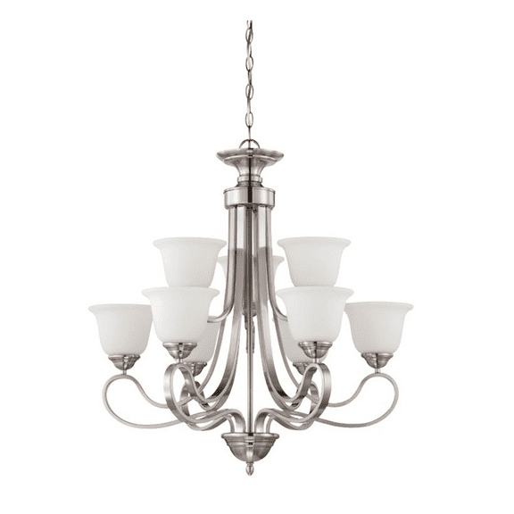 Sunset 9 Lights 2 Tiers Chandelier Bright Satin Nickel F16059-80