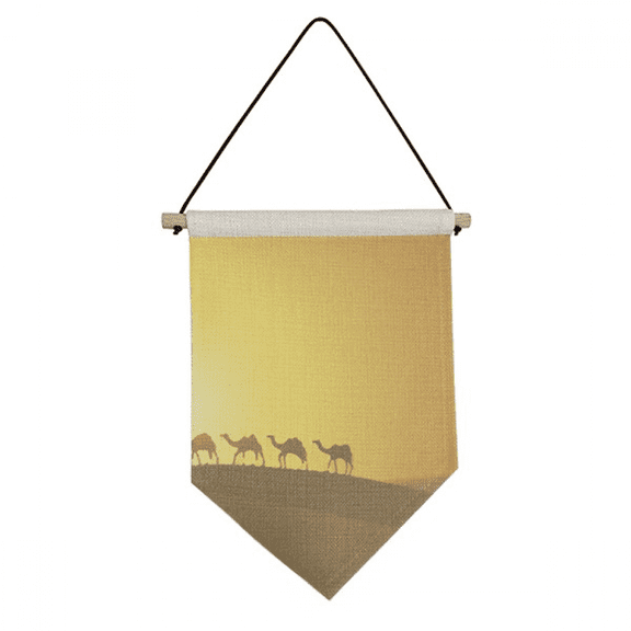 Sunset All the Way to the Silk Road Camel Desert Canvas Flag Hanging Wall Art Decor Banner