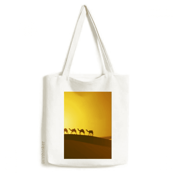 Sunset All the Way to the Silk Road Camel Desert Tote Canvas Bag Shopping Satchel Casual Handbag