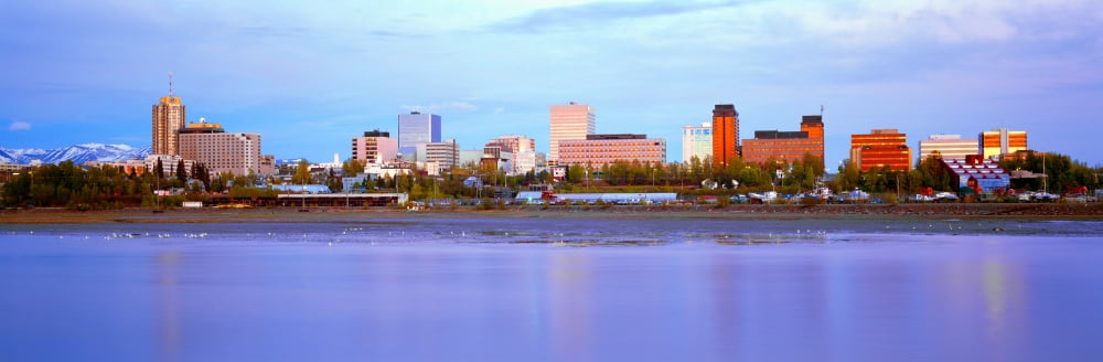 Sunset Anchorage Alaska Canvas Art - Panoramic Images (27 x 9)