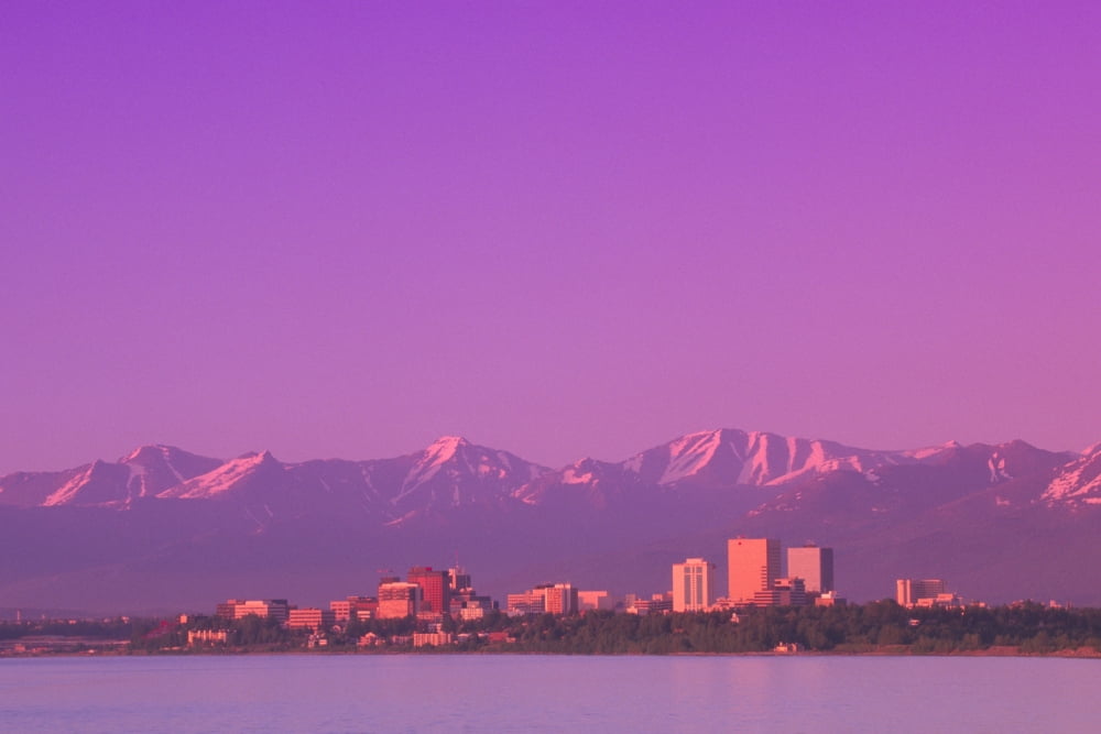 Sunset Anchorage Skyline Summer Southcentral Alaska Canvas Art - Kevin Smith Design Pics (17 x 11)